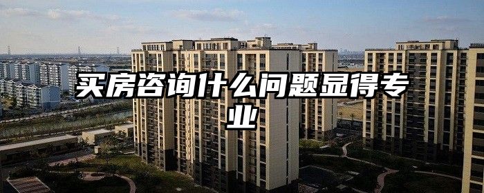 买房咨询什么问题显得专业