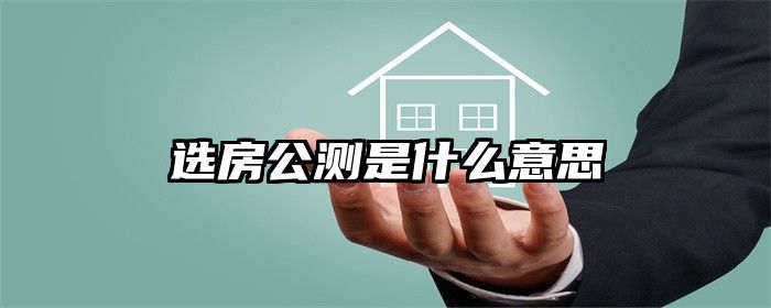 选房公测是什么意思